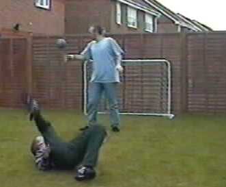 A dodgy overhead kick, saved as usual